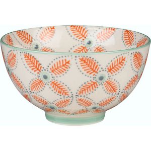 Orange Floral Ceramic Bowl